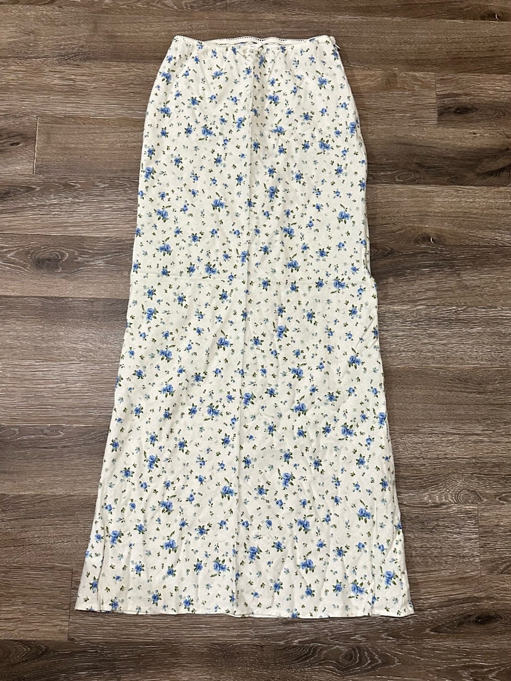 wild fable Cream Maxi Skirt with Blue Floral Print